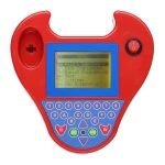 Vista frontal del Zed Bull OBD2 programador transponders rojo con pantalla LCD